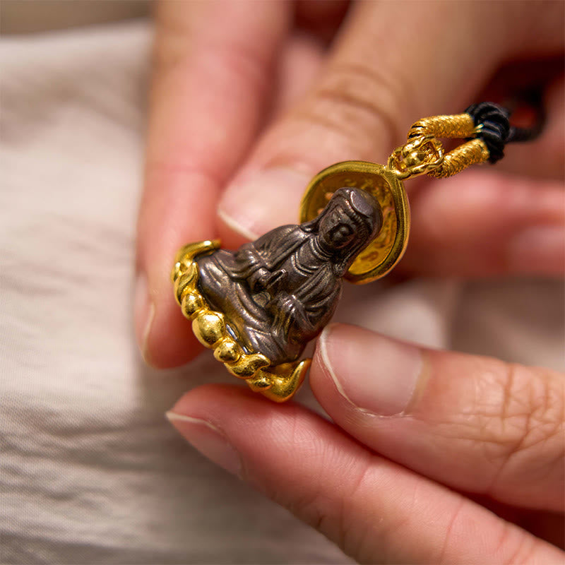 Collar con colgante de cuerda de la riqueza de Avalokitesvara Kwan Yin de aleación de piedra mítica 