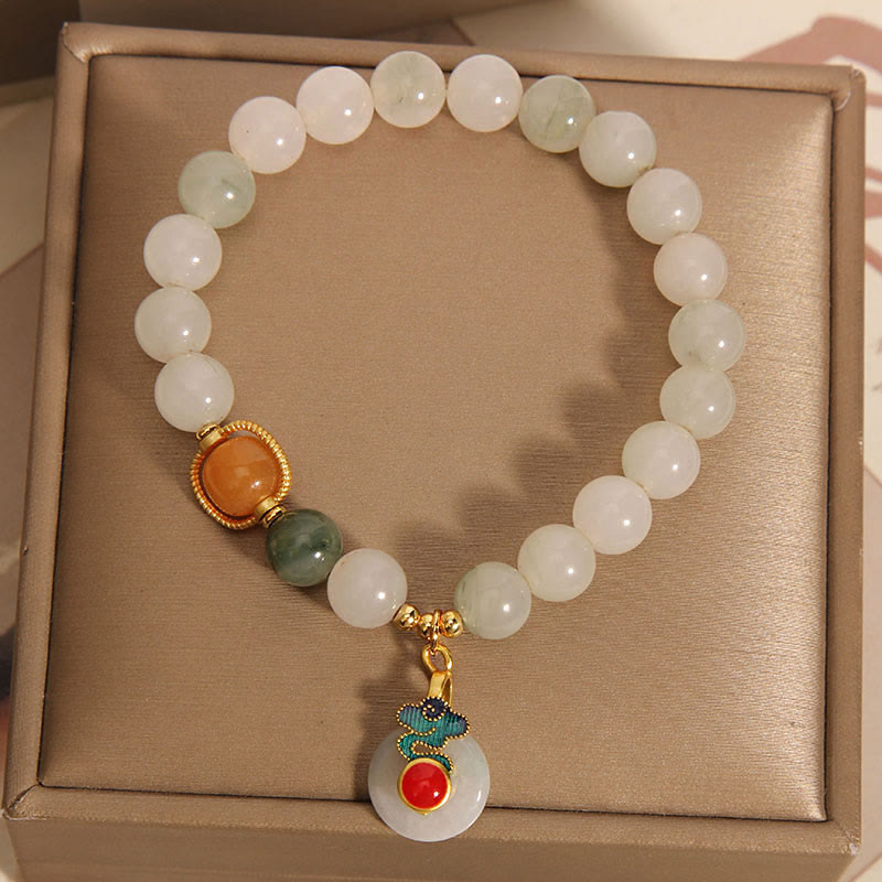 Mythstone Jade Auspicious Clouds Red Agate Citrine Prosperity Bracelet