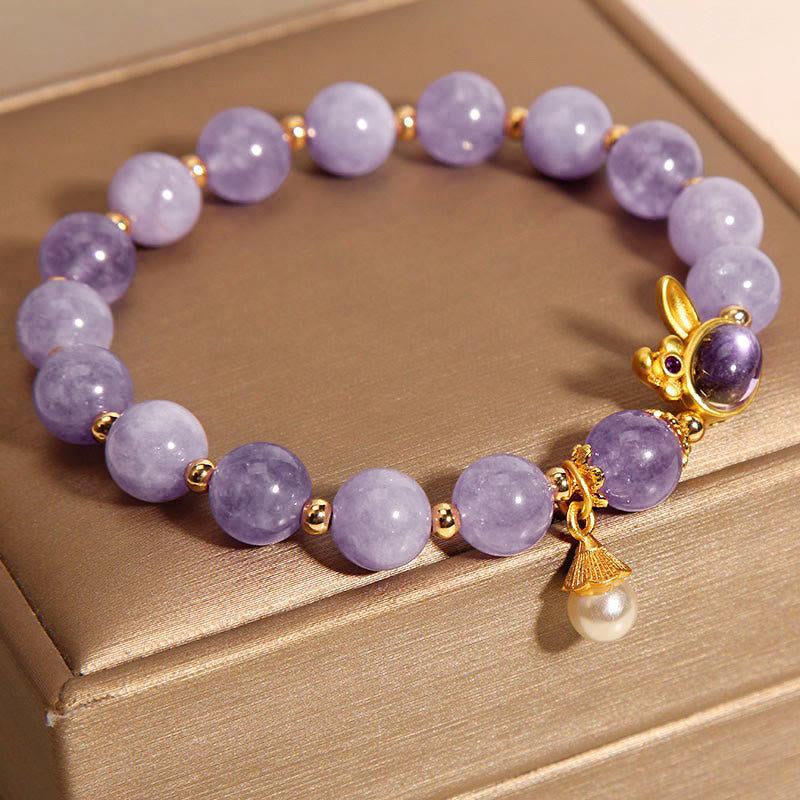 Mythstone Natural Purple Jade Rabbit Happiness Bracelet