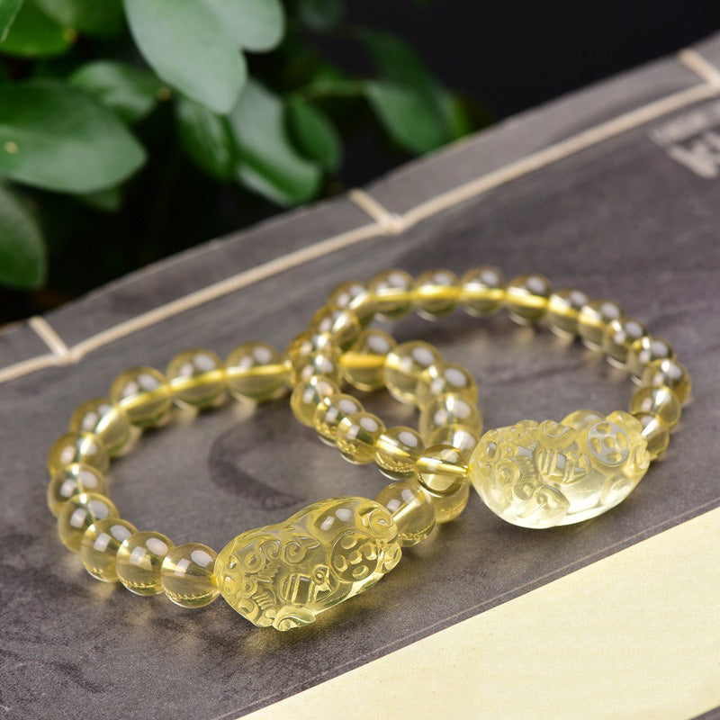 Mythstone FengShui Citrine PiXiu Wealth Bracelet