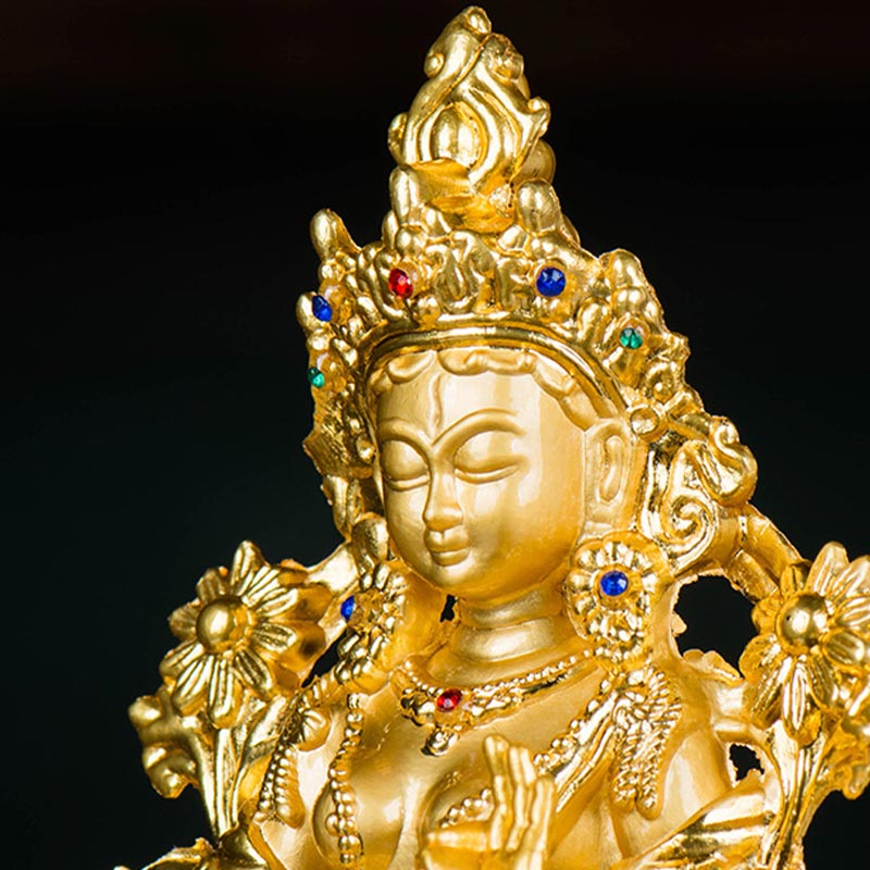 Mythstone Bodhisattva White Tara Hope Protection Gold Plated Statue Decoration