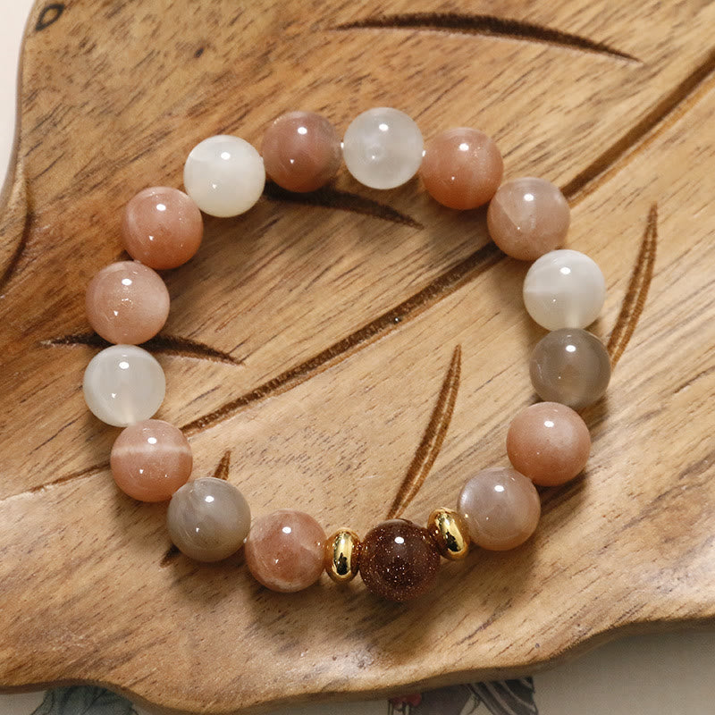 Mythstone Natural Sun Stone Gold Sandstone Wealth Positive Bracelet