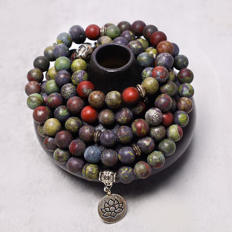 Mythstone Lotus Crystal Stone 108 Beads Mala Bracelet