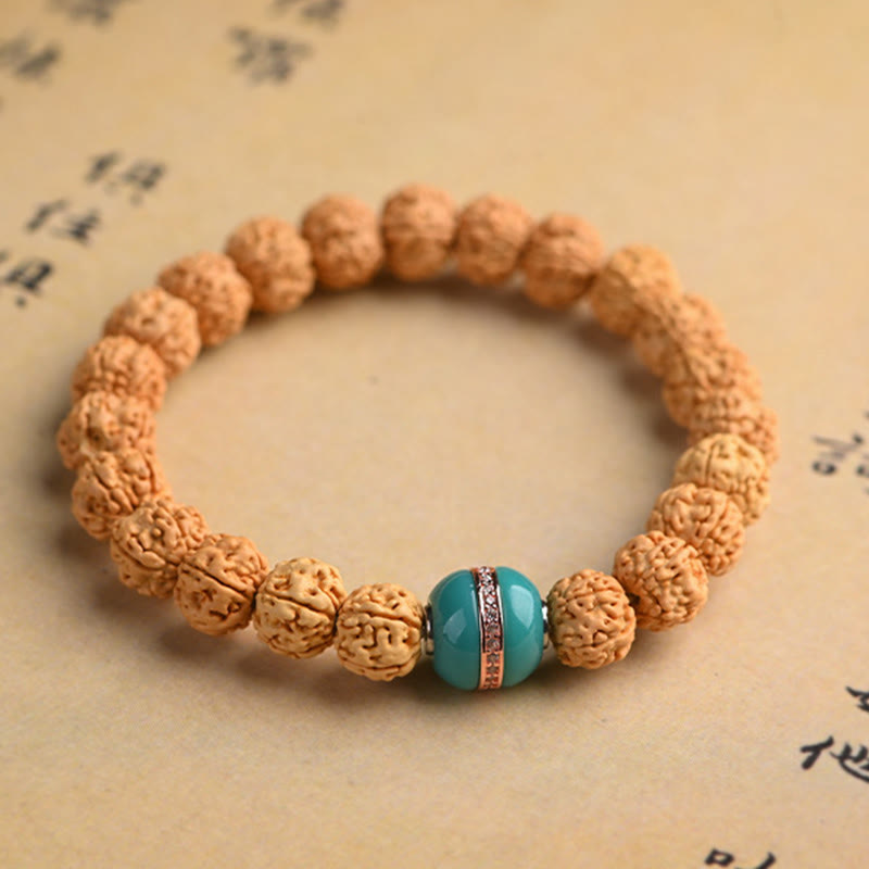 Pulsera de la riqueza y la buena suerte con la semilla de Bodhi de Rudraksha del Tíbet Mythstone