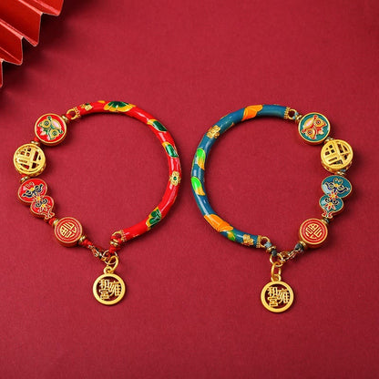 Mythstone Tibetan Gourd Fortune Happiness Lion Wealth Luck Bracelet