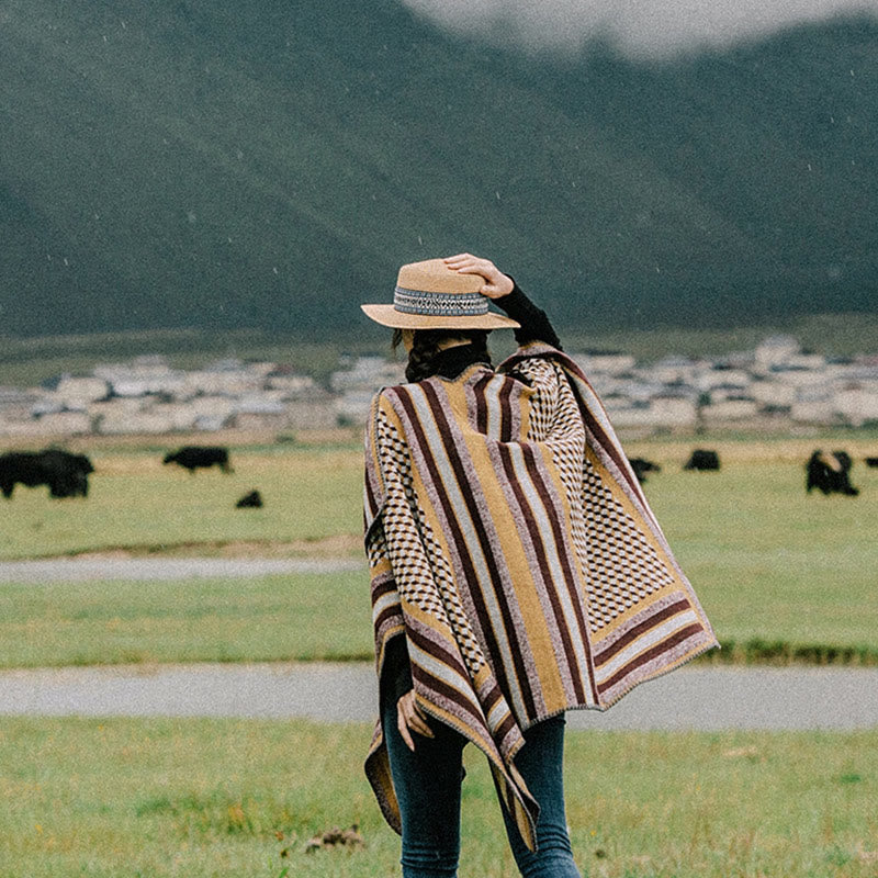 Bufanda de viaje cálida y acogedora de invierno con patrón clásico tibetano Mythstone