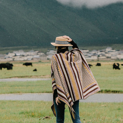 Bufanda de viaje cálida y acogedora de invierno con patrón clásico tibetano Mythstone