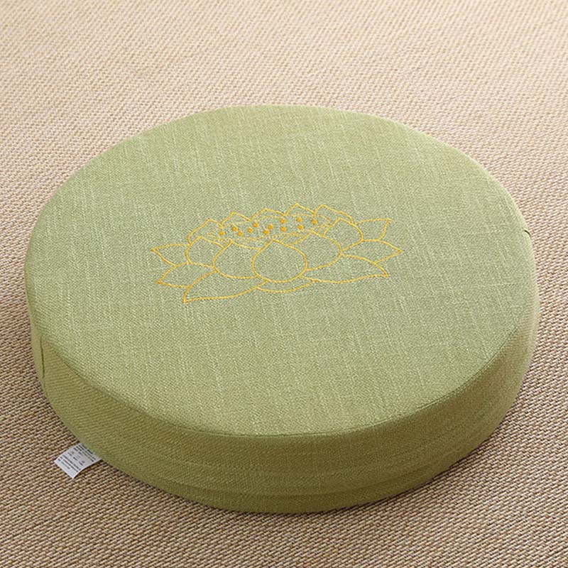 Mythstone Lotus Embroidery Cotton Linen Meditation Seat Cushion