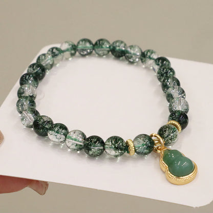 Pulsera con dije de Buda de calabaza con fantasma verde natural de Mythstone 