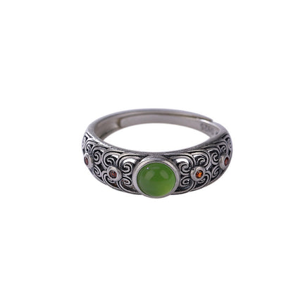 Anillo ajustable de armonía de jade cian hetiano en plata de ley 925 Mythstone 