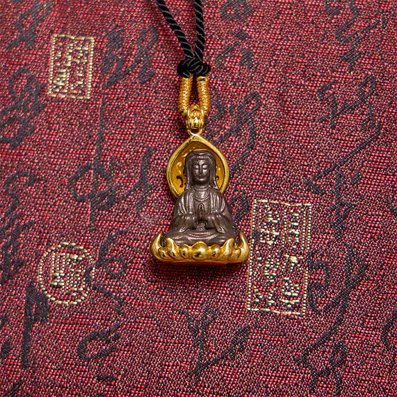 Collar con colgante de cuerda de la riqueza de Avalokitesvara Kwan Yin de aleación de piedra mítica 