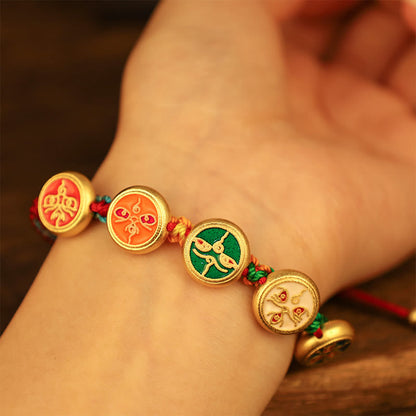 Mythstone Tibetan Five God Of Wealth Colorful Rope Braided Luck Bracelet