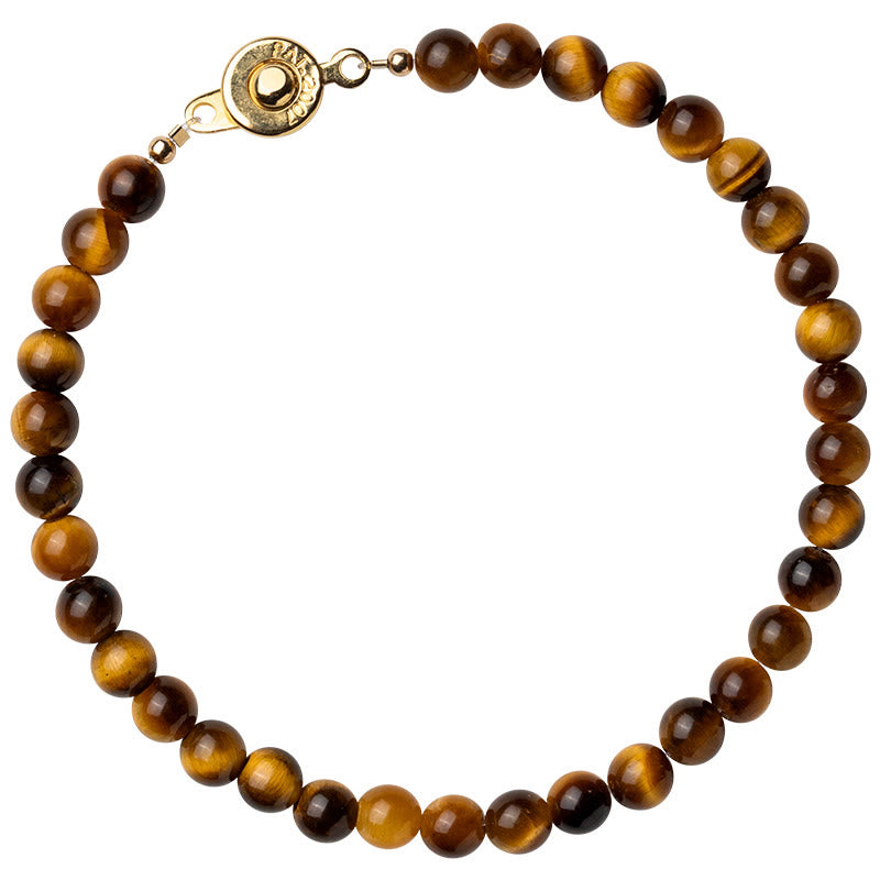 Pulsera de protección y valentía con piedra de ojo de tigre natural bañada en oro de 14 quilates de Mythstone