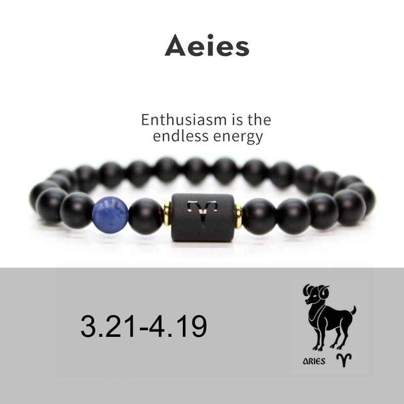 Mythstone 12  Constellations of the Zodiac Black Onyx Adjustable Bracelet