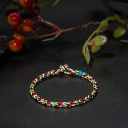 Mythstone Tibet Handmade Five Color Thread Protection Braid String Bracelet