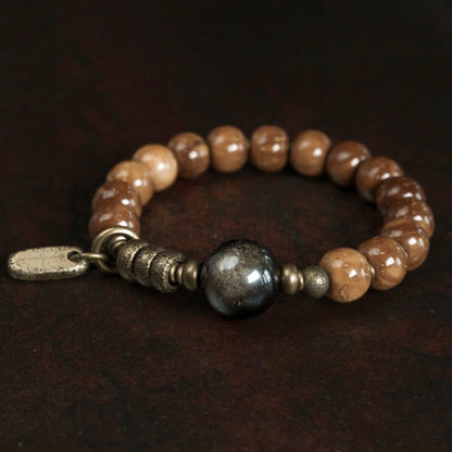 Mythstone Kuka Seed Tiger Eye Gold Sheen Obsidian Copper Wealth Luck Bracelet