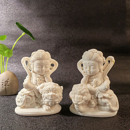 Mythstone Mini Ivory Fruit Tathagata Buddha Lotus Kwan Yin Avalokitesvara Manjusri Samantabhadra Serenity Desk Decoration