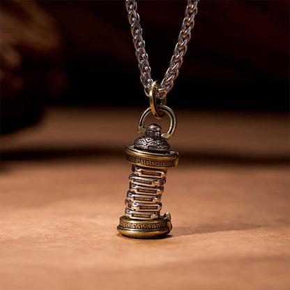 Mythstone Yin Yang Tower Copper Balance Rotatable Necklace Pendant