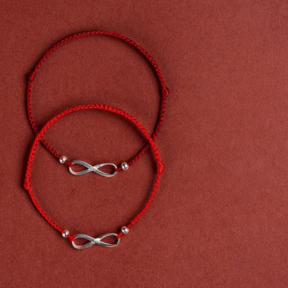 Mythstone 925 Sterling Silver Endless Knot Protection Luck Red String Bracelet Anklet