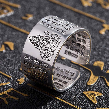 Mythstone FengShui Buddha Chinese Zodiac Protection Adjustable Ring