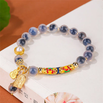 Mythstone Natural Blue Candy Agate Amulet Strength Bracelet