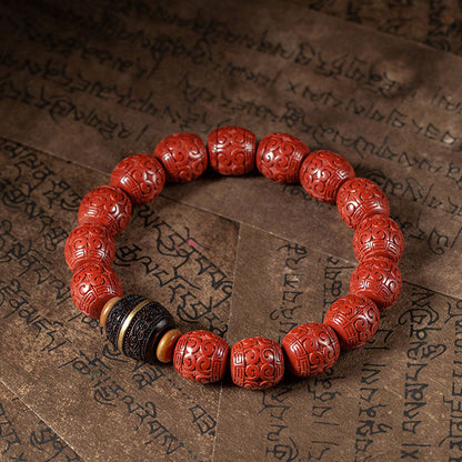 Mythstone Natural Cinnabar Ebony Calm Blessing Bracelet