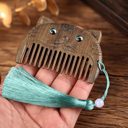 Mythstone Chinese Zodiac Green Sandalwood Peace Mini Portable Comb