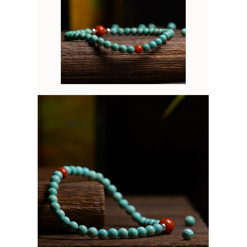 Mythstone Turquoise Red Agate Bead Protection Bracelet