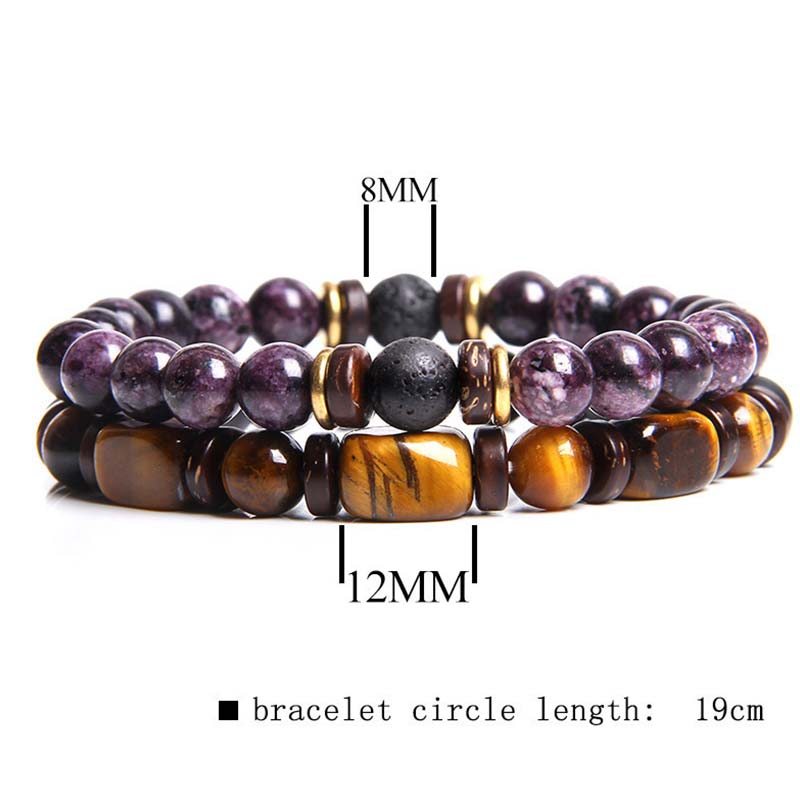 Mythstone 2PCS Healing Crystal Emperor Stone Tiger Eye Bead Bracelet