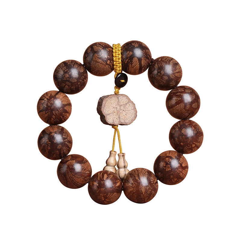 Pulsera de paz interior de madera de flor de ciruelo Mythstone 