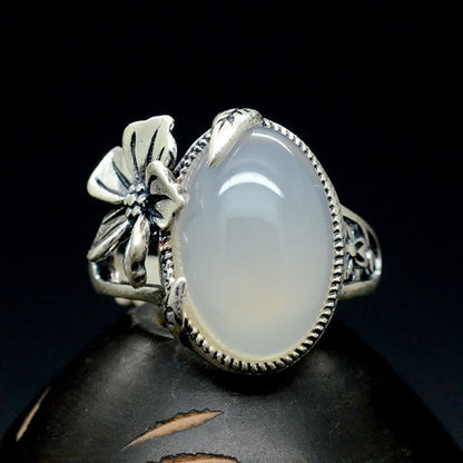 Mythstone 990 Sterling Silver Natural Chalcedony Plum Positive Harmony Ring