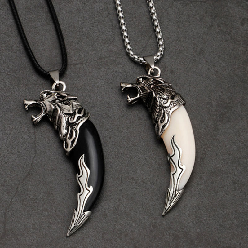 Mythstone Imitation Wolf Tooth Titanium Steel Balance Necklace Pendant