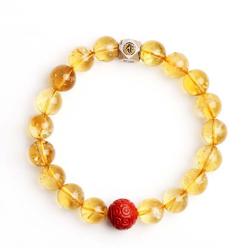 Mythstone Chinese Zodiac Natal Buddha Citrine Cinnabar Blessing Bracelet