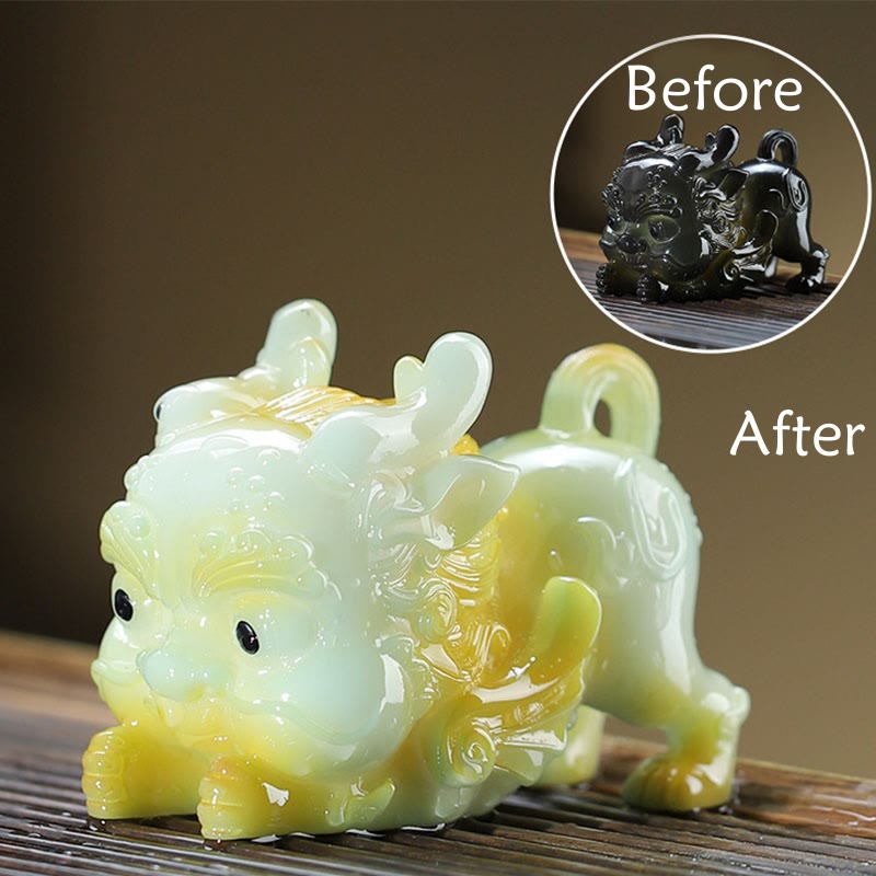 Mythstone Color Changing Small PiXiu Ingot Resin Tea Pet Wealth Home Figurine Decoration