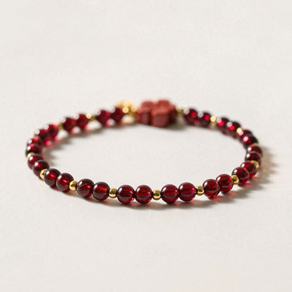 Mythstone 14K Gold Natural Garnet Cinnabar Flower Calm Bracelet