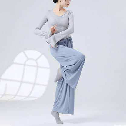 Mythstone Solid Color Loose Wide Leg Pants Dance Women's Yoga Pants