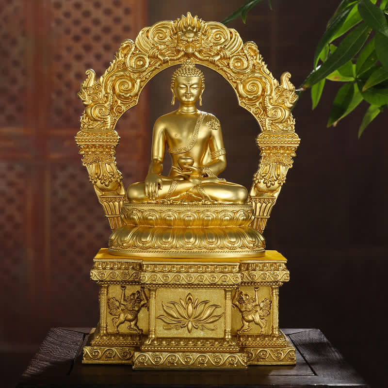 Mythstone Shakyamuni Amitabha Medicine Buddha Figurine Serenity Copper Statue Home Decoration