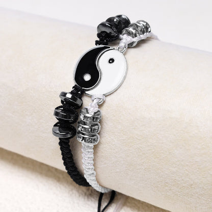 MythStone 2pcs Yin Yang Hematite Couple Bracelet