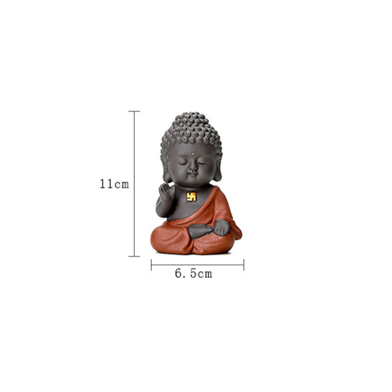 Mythstone Small Buddha Serenity Purple Clay Home Desk Decoration