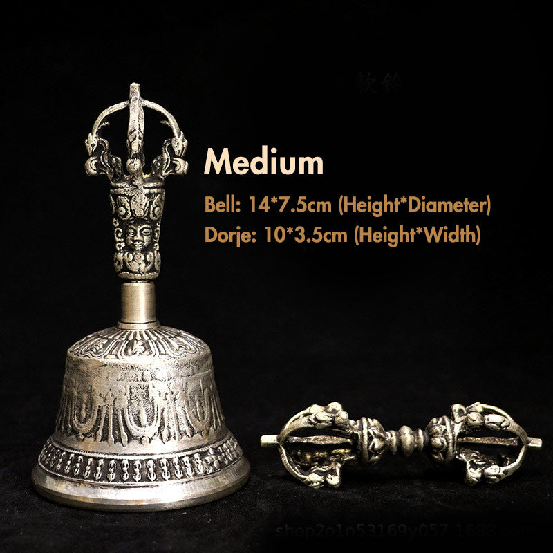 Mythstone Tibetan Meditation Bell and Vajra Dorje Copper Decoration Set