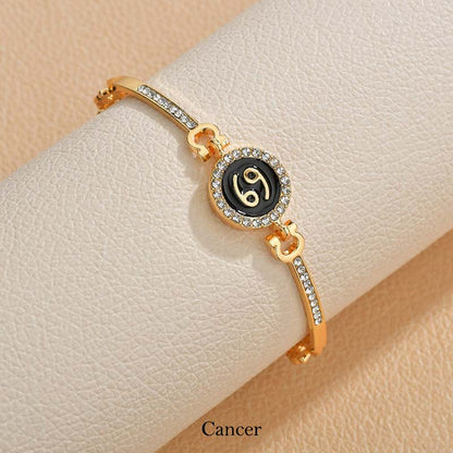 12 Constellations of the Zodiac Rhinestone Chain Adjustable Bracelet