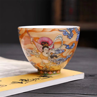 Mythstone Dunhuang Color Flying Apsaras Teacup Kung Fu Tea Cup