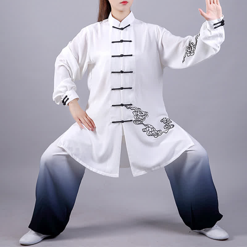 Mythstone Auspicious Clouds Gradient Meditation Prayer Spiritual Zen Tai Chi Qigong Practice Women's Clothing Set