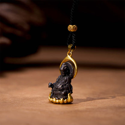 Colgante de collar de serenidad de Buda, dios de la riqueza, amarillo tibetano, Jambhala, piedra mítica 