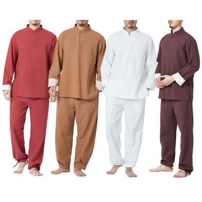 Mythstone Spiritual Zen Meditation Yoga Prayer Practice Cotton Linen Clothing Men's Set