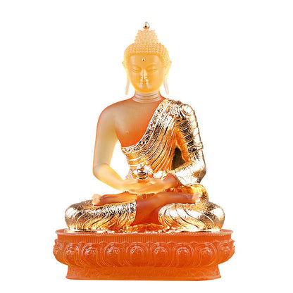 Mythstone Buddha Handmade Figurine Liuli Art Piece Serenity Statue Home Offering Decoration