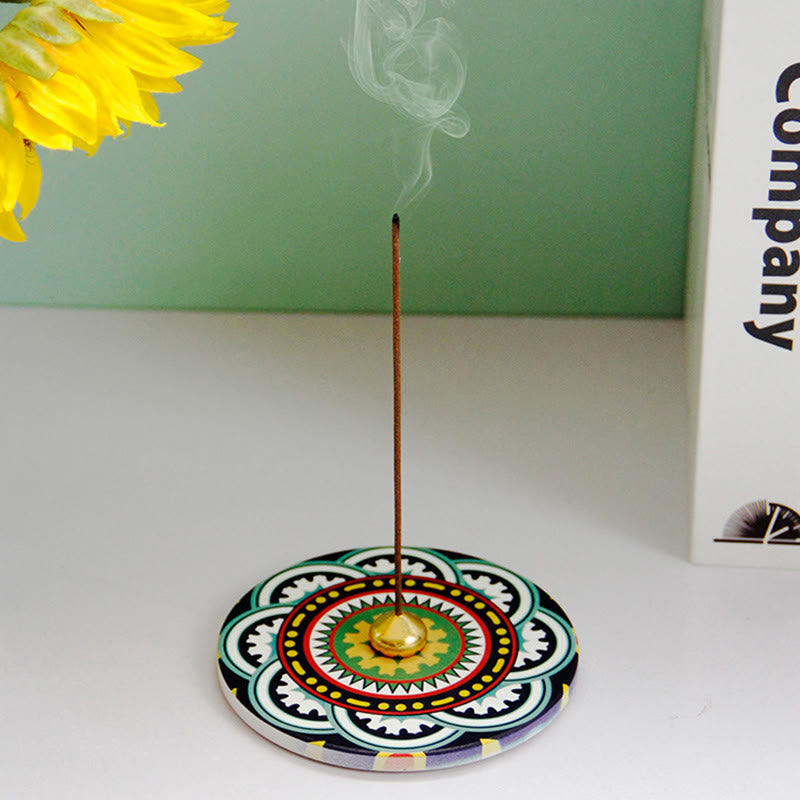 Mythstone Colorful Pattern Ceramic Blessing Stick Incense Burner