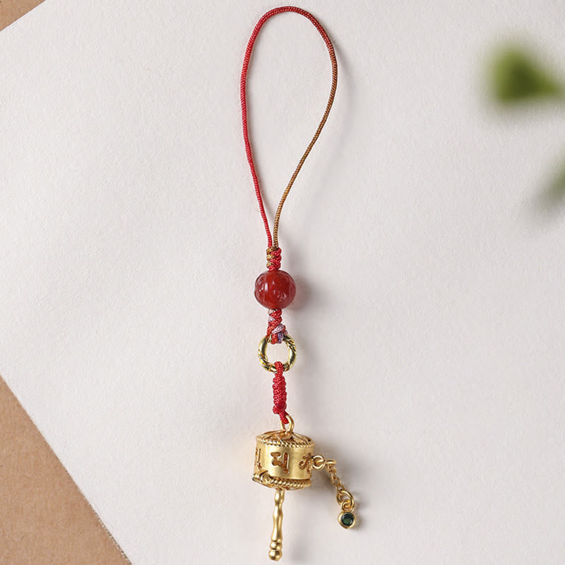 Mythstone Tibetan Om Mani Padme Hum Prayer Wheel Amulet Charm Protection Phone Hanging Decoration