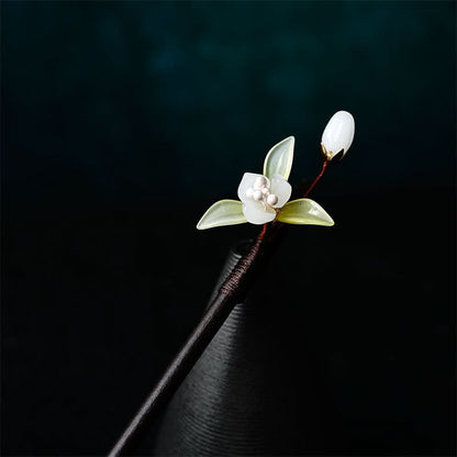 Mythstone Pearl Flower Leaf Butterfly Happiness Hairpin