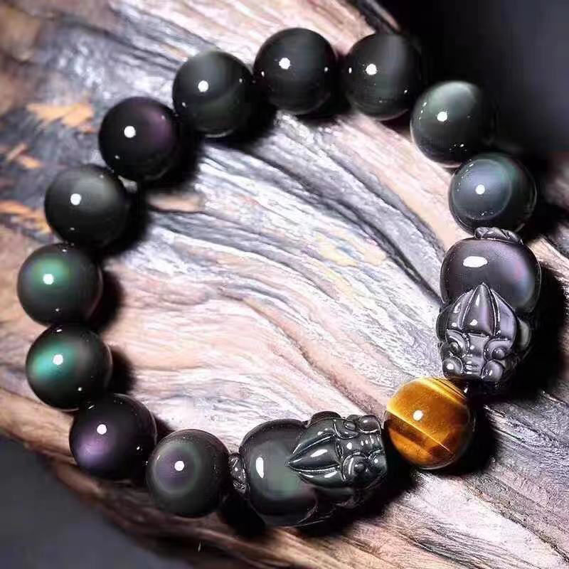 Mythstone FengShui PiXiu Rainbow Obsidian Healing Bracelet